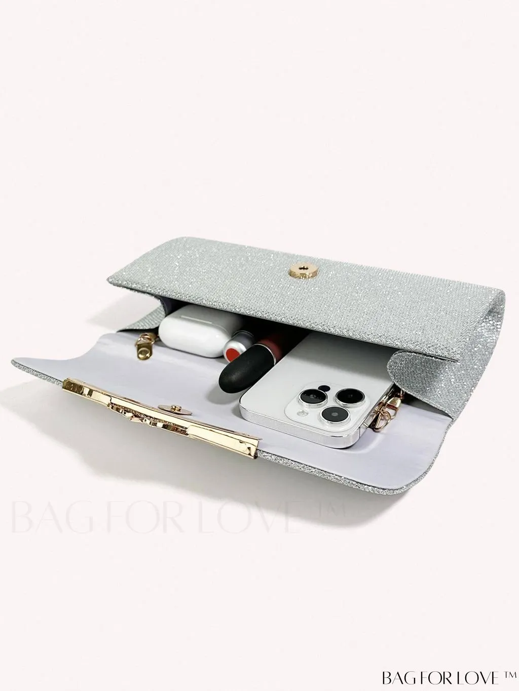 BagForLove - Chic and Compact Glitter Envelope Clutch - Small, Glamorous Flap Design