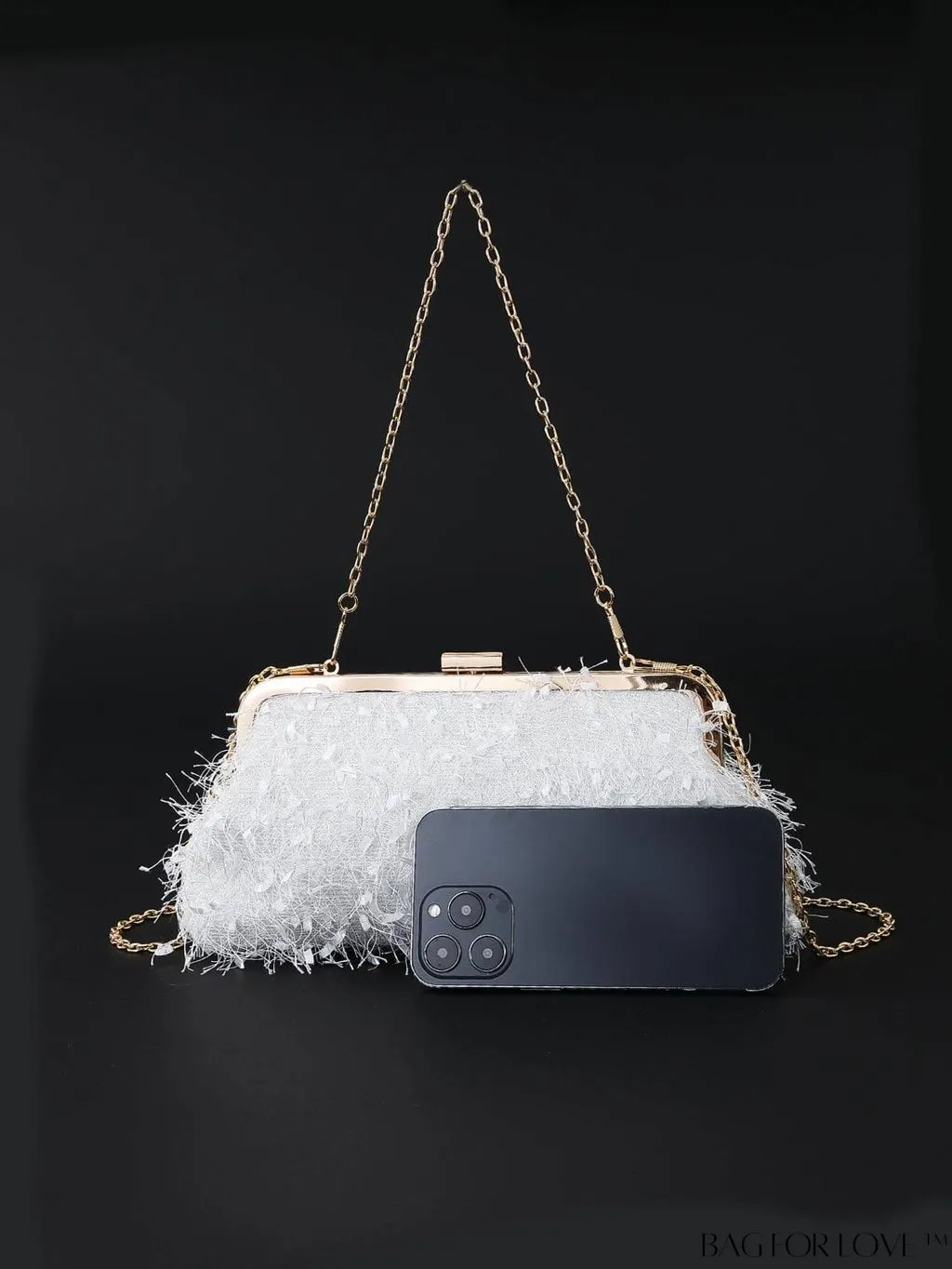 BagForLove - Chic Chain Evening Bag with Stylish Fringe, Size Medium