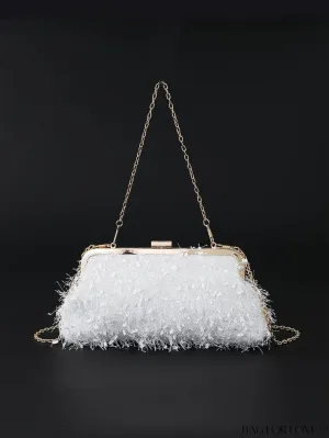 BagForLove - Chic Chain Evening Bag with Stylish Fringe, Size Medium