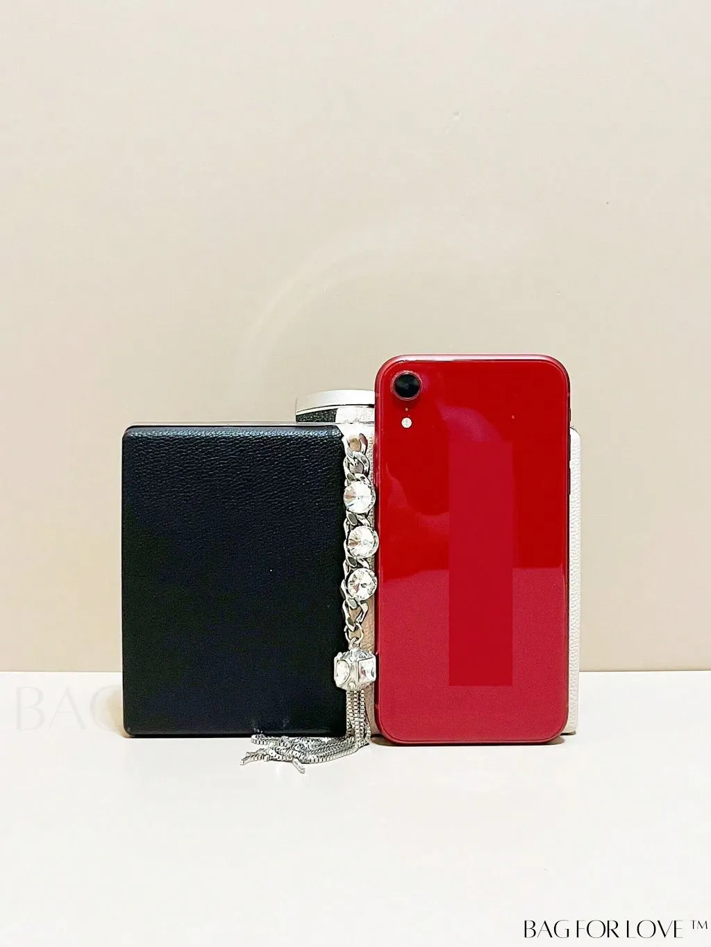 BagForLove - Chic Mini Box Bag: Elegant Rhinestone & Tassel Accents, Dual Tone PU