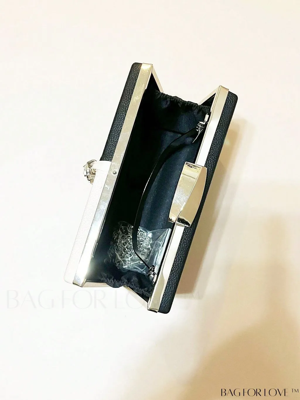 BagForLove - Chic Mini Box Bag: Elegant Rhinestone & Tassel Accents, Dual Tone PU