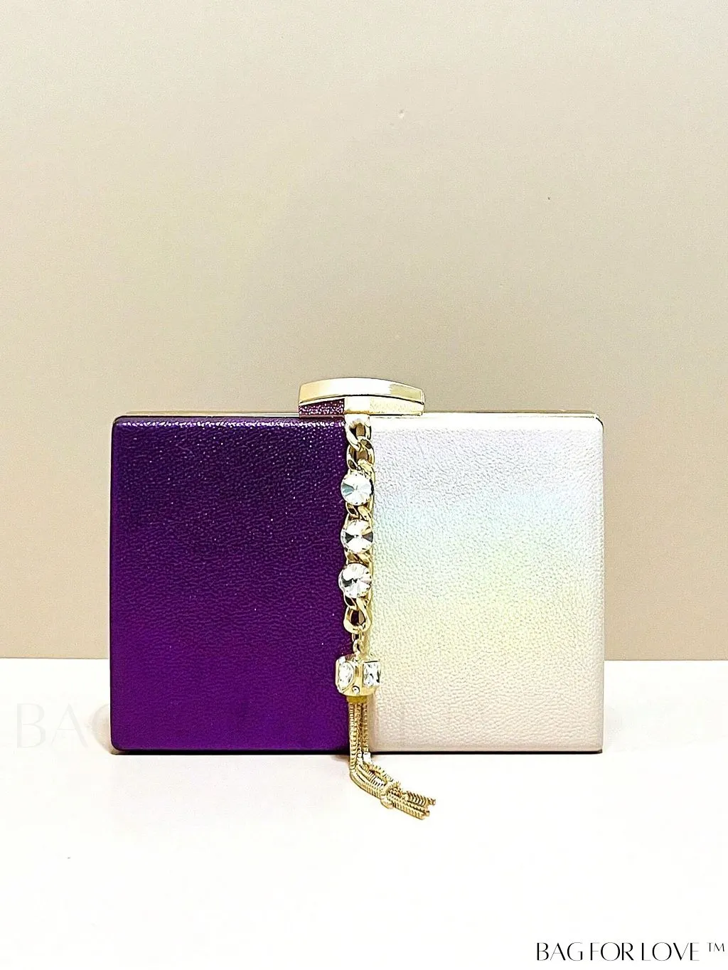 BagForLove - Chic Mini Box Bag: Elegant Rhinestone & Tassel Accents, Dual Tone PU