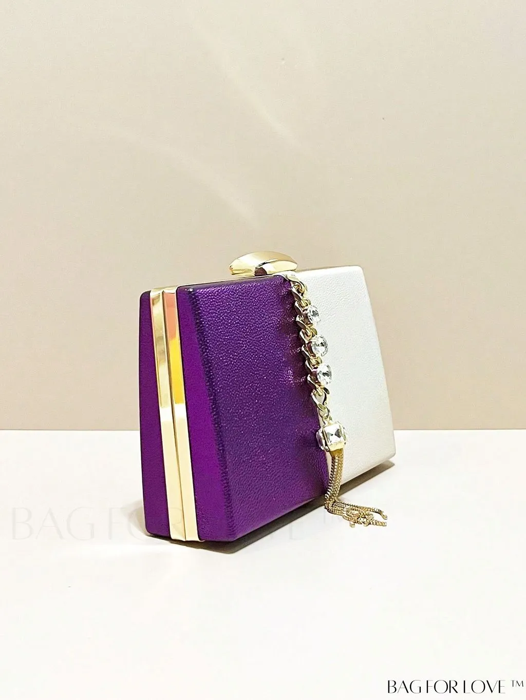 BagForLove - Chic Mini Box Bag: Elegant Rhinestone & Tassel Accents, Dual Tone PU