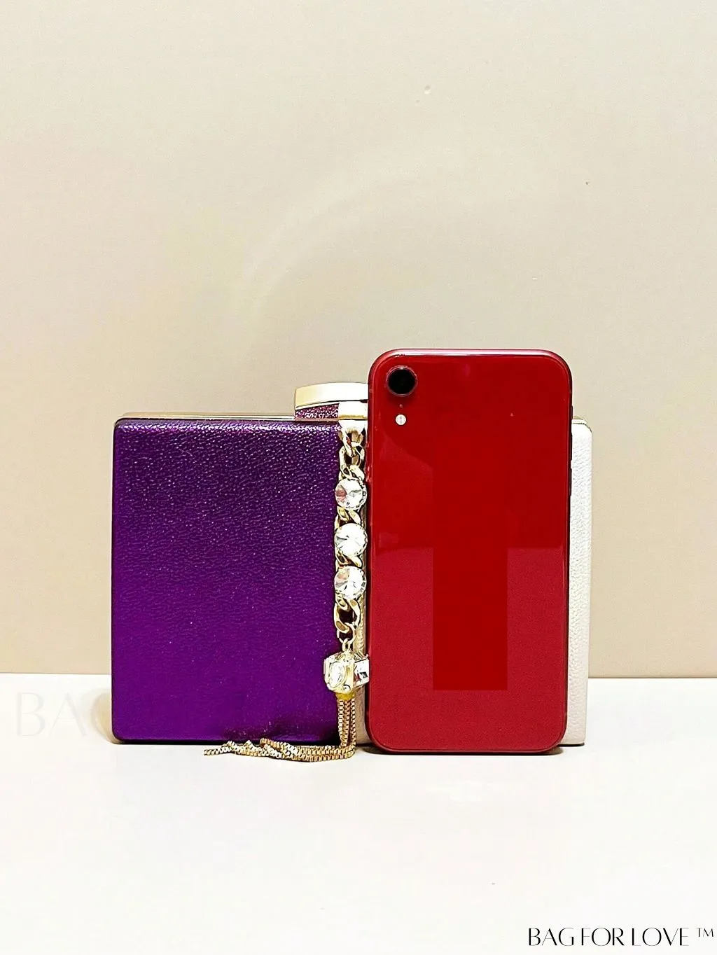 BagForLove - Chic Mini Box Bag: Elegant Rhinestone & Tassel Accents, Dual Tone PU