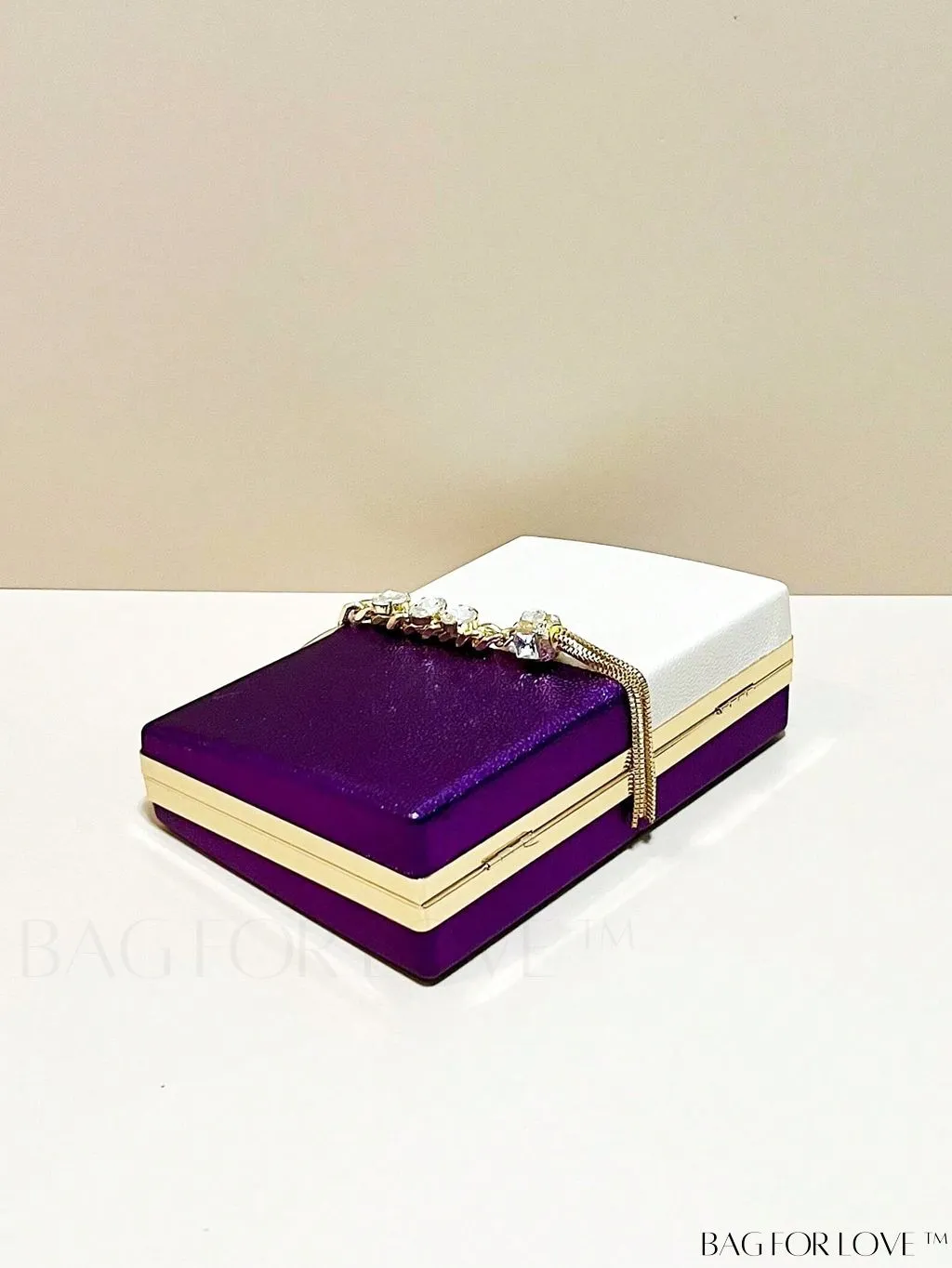 BagForLove - Chic Mini Box Bag: Elegant Rhinestone & Tassel Accents, Dual Tone PU