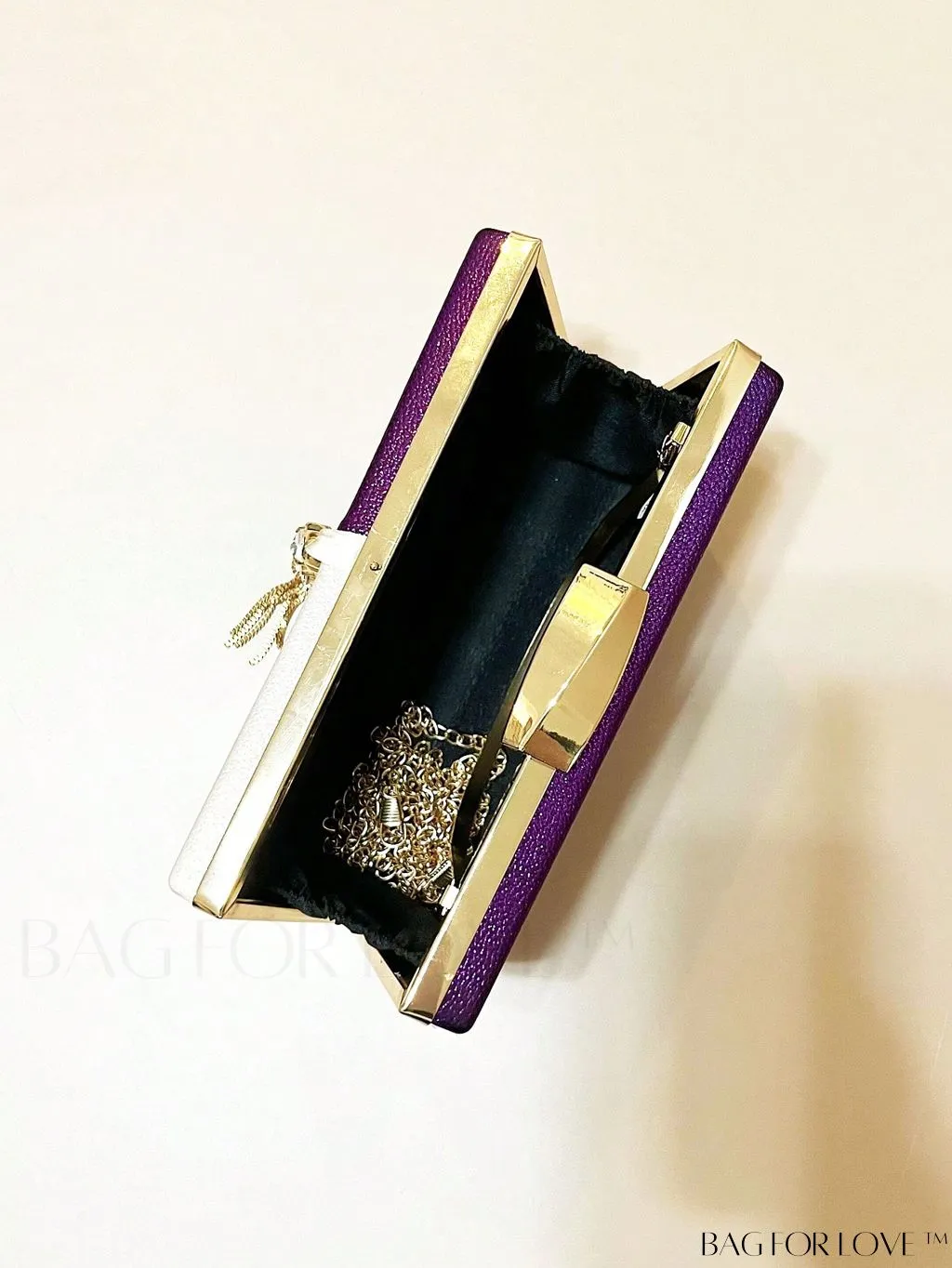 BagForLove - Chic Mini Box Bag: Elegant Rhinestone & Tassel Accents, Dual Tone PU