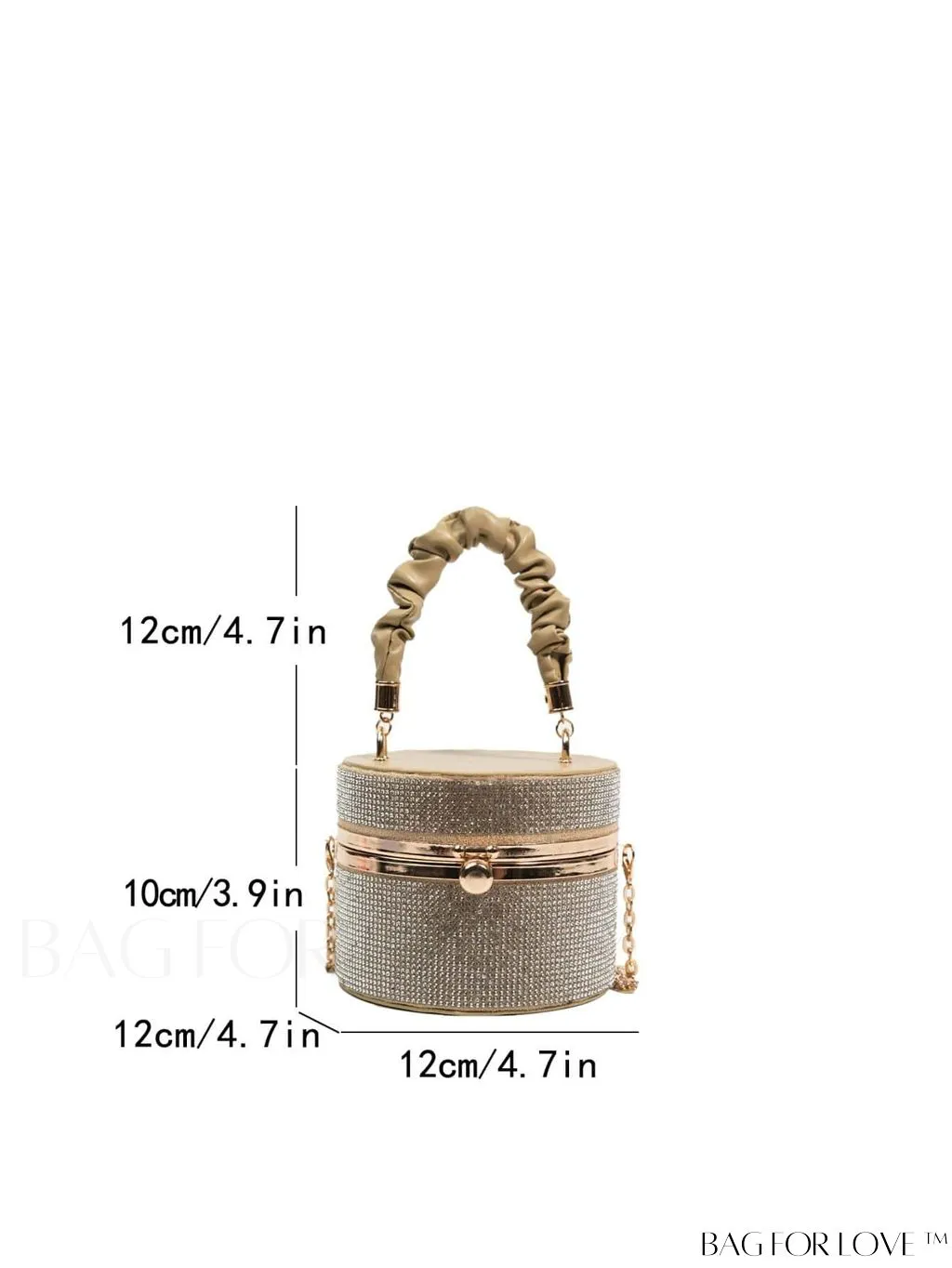 BagForLove - Chic Mini Rhinestone Embellished Bucket Bag - Stylish for Parties with Ruched Detail