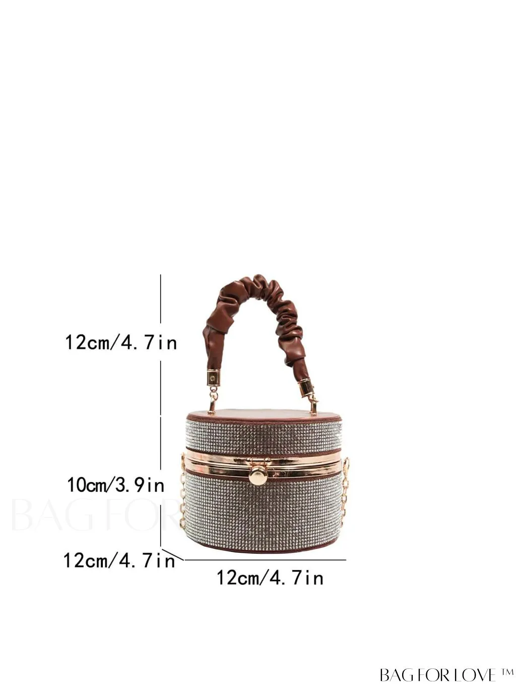 BagForLove - Chic Mini Rhinestone Embellished Bucket Bag - Stylish for Parties with Ruched Detail