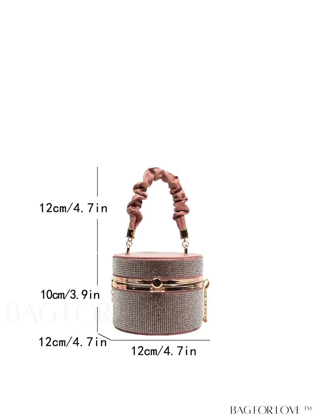 BagForLove - Chic Mini Rhinestone Embellished Bucket Bag - Stylish for Parties with Ruched Detail