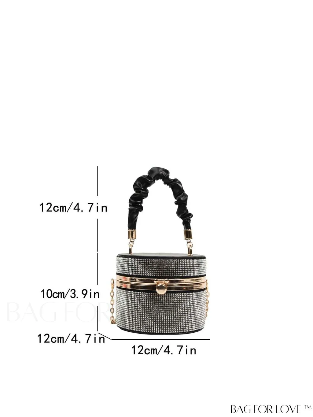 BagForLove - Chic Mini Rhinestone Embellished Bucket Bag - Stylish for Parties with Ruched Detail