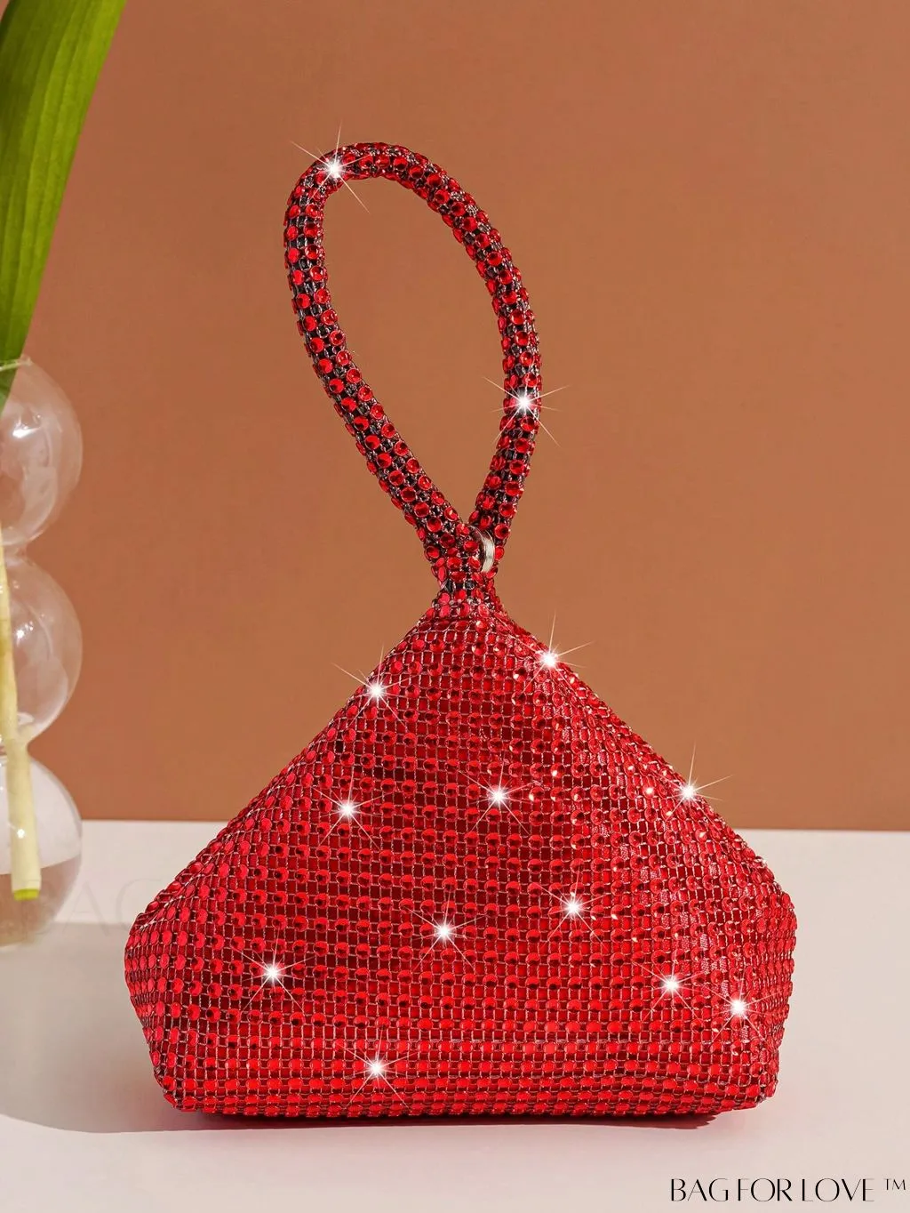 BagForLove - Chic Mini Rhinestone Zipper Bag: Stylish Plastic Novelty with Glamorous Decor