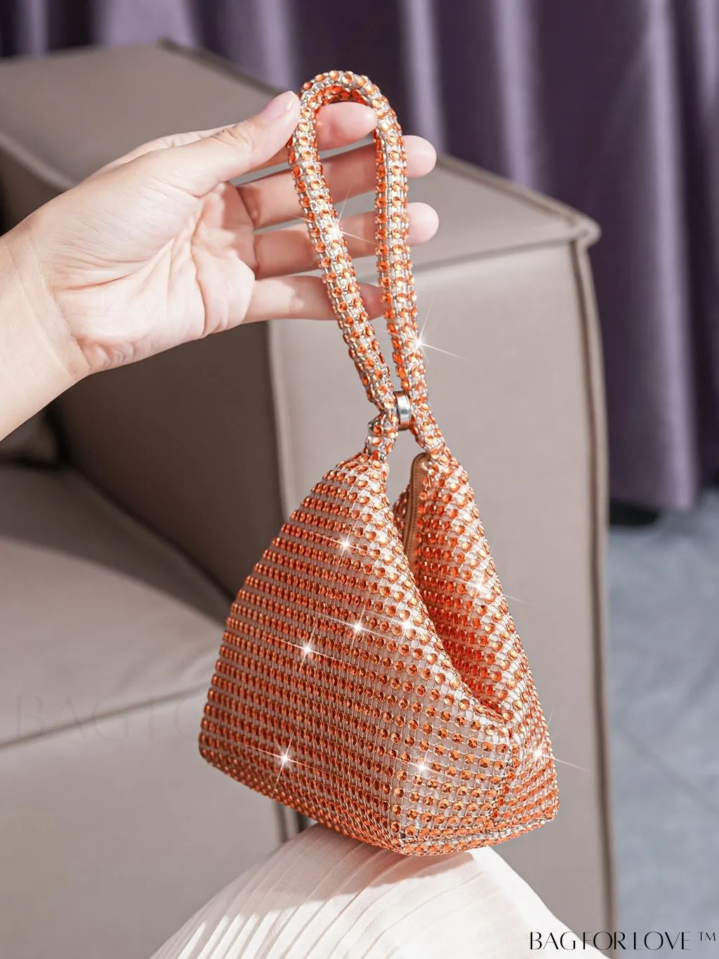 BagForLove - Chic Mini Rhinestone Zipper Bag: Stylish Plastic Novelty with Glamorous Decor