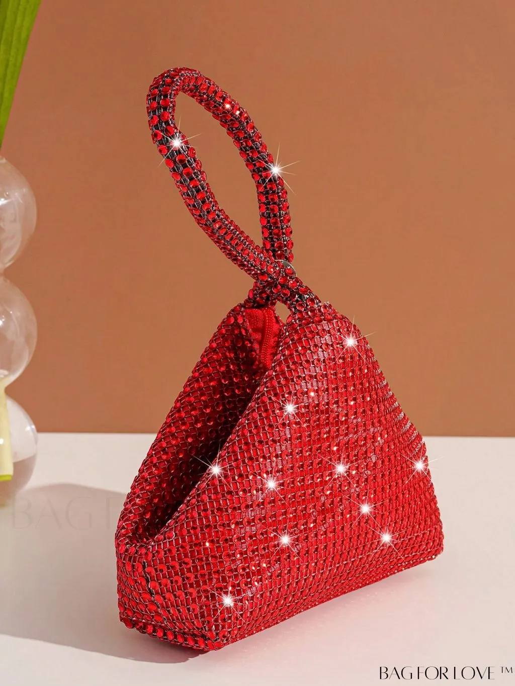 BagForLove - Chic Mini Rhinestone Zipper Bag: Stylish Plastic Novelty with Glamorous Decor