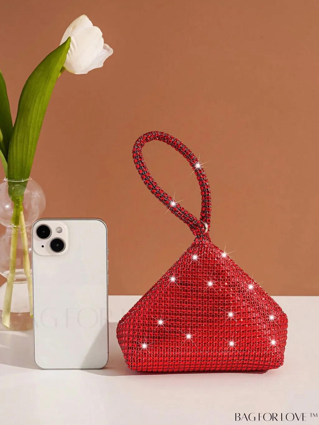 BagForLove - Chic Mini Rhinestone Zipper Bag: Stylish Plastic Novelty with Glamorous Decor