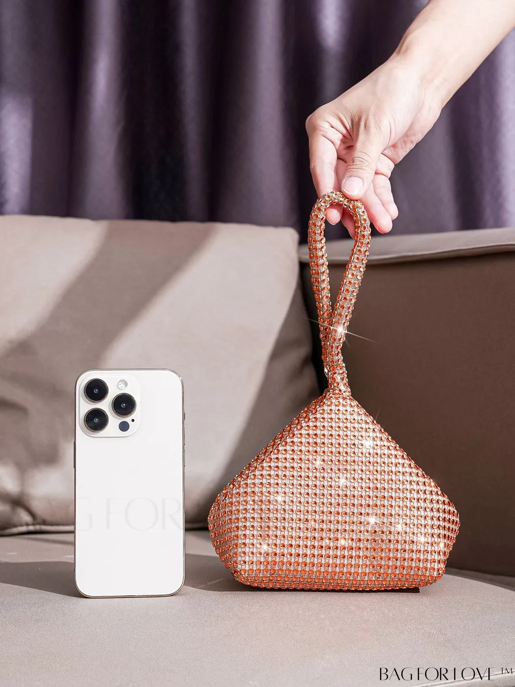 BagForLove - Chic Mini Rhinestone Zipper Bag: Stylish Plastic Novelty with Glamorous Decor