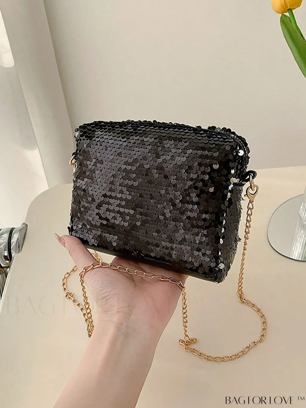 BagForLove - Chic Mini Sequin Chain Square Bag for Glamorous Decor