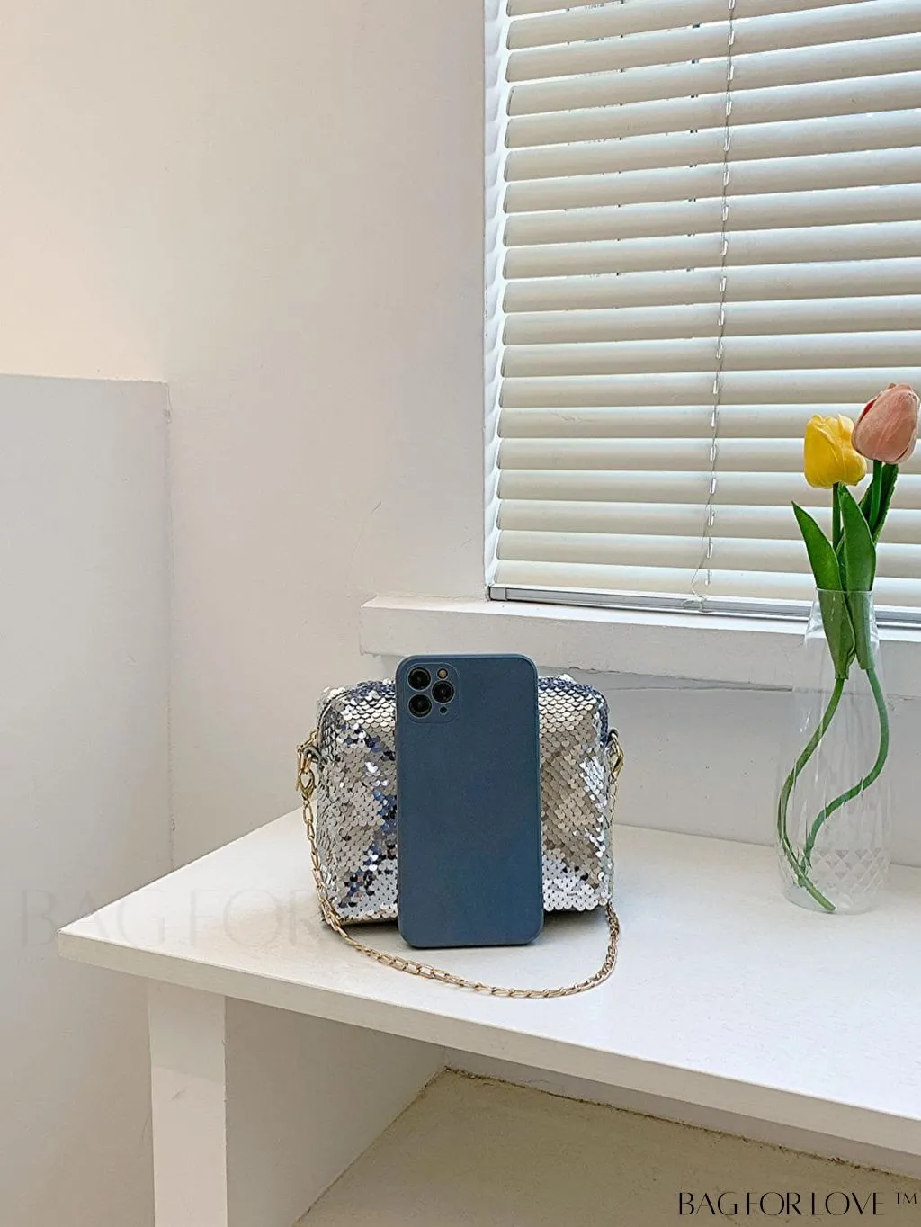 BagForLove - Chic Mini Sequin Chain Square Bag for Glamorous Decor