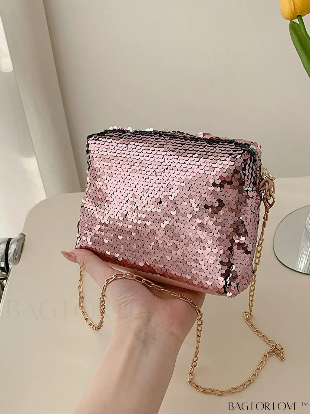 BagForLove - Chic Mini Sequin Chain Square Bag for Glamorous Decor