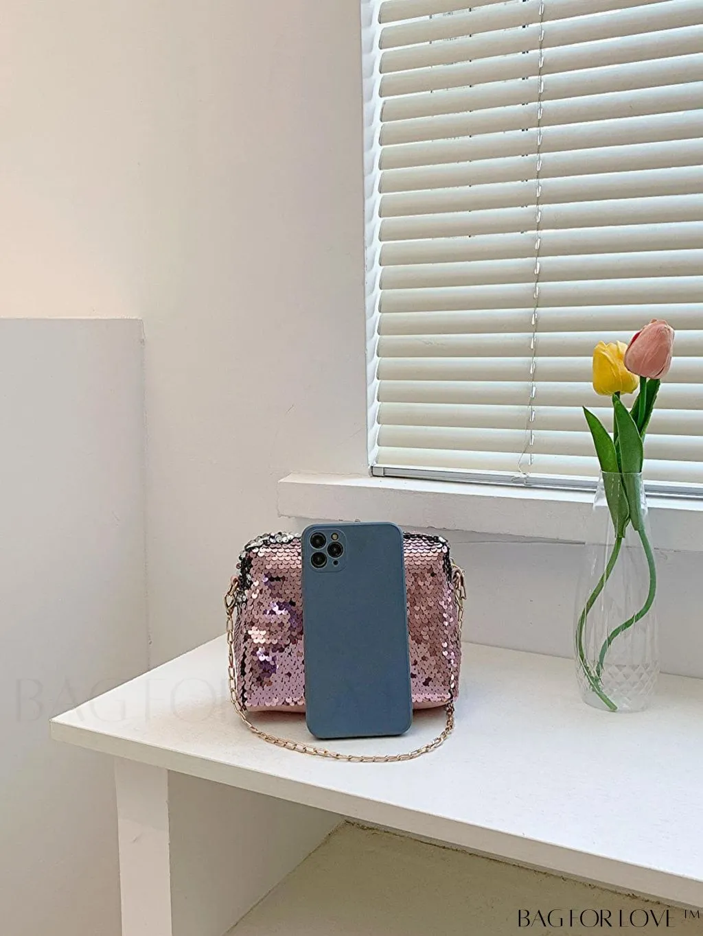 BagForLove - Chic Mini Sequin Chain Square Bag for Glamorous Decor