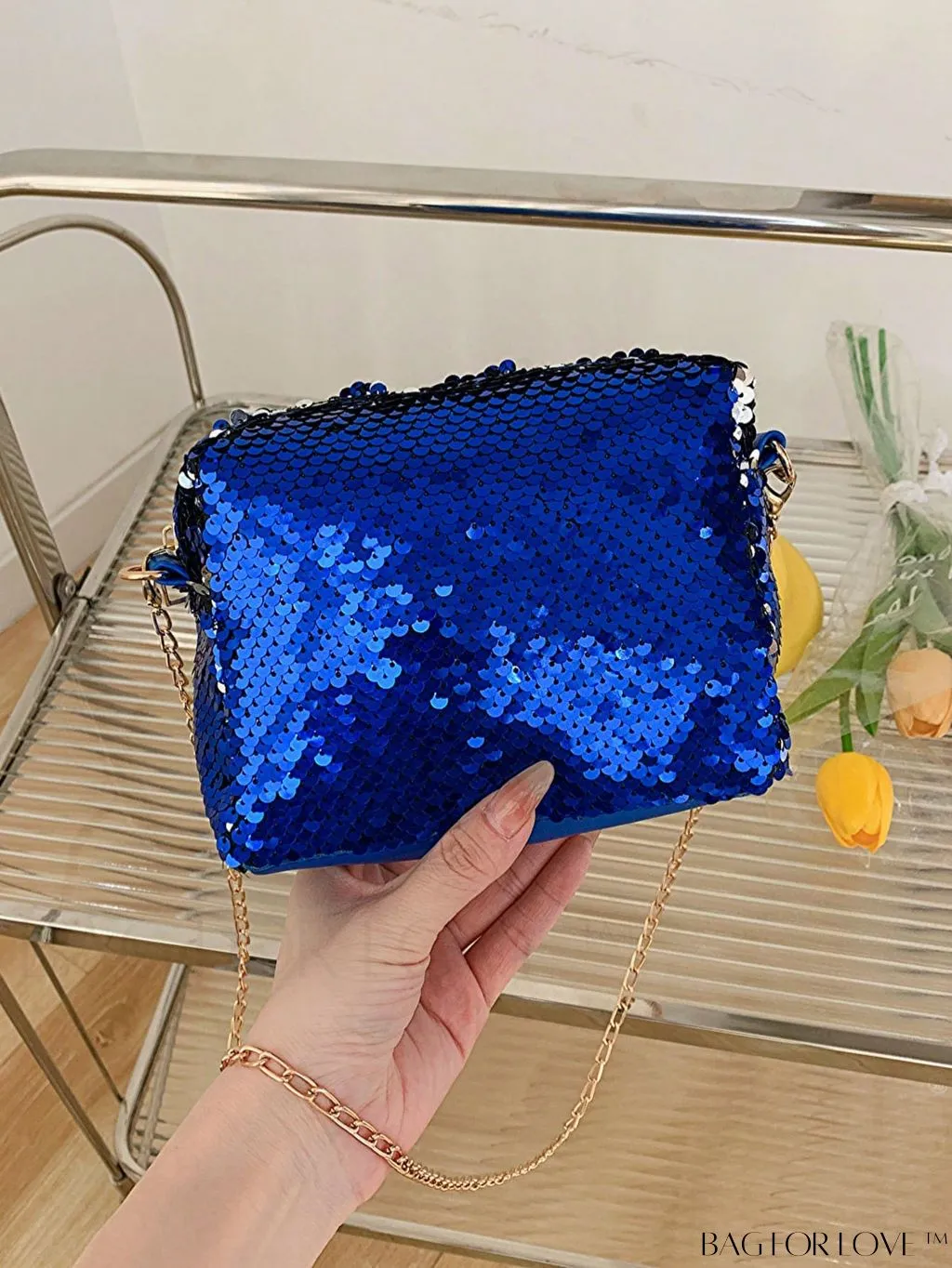 BagForLove - Chic Mini Sequin Chain Square Bag for Glamorous Decor