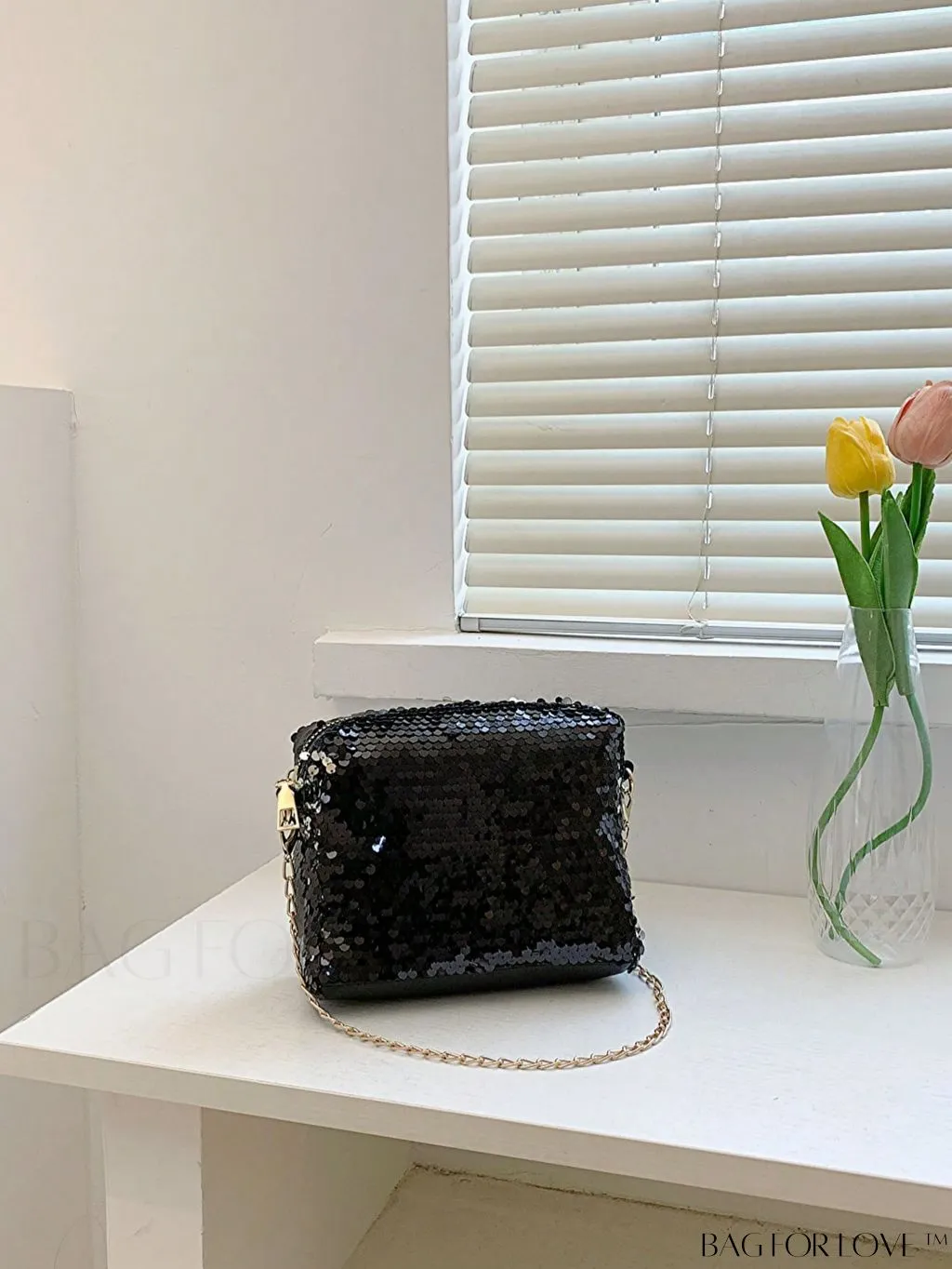 BagForLove - Chic Mini Sequin Chain Square Bag for Glamorous Decor