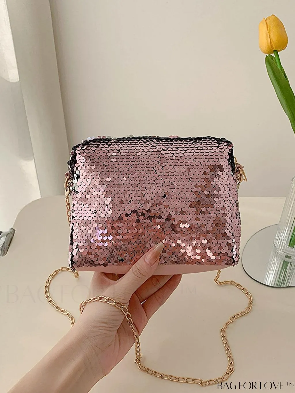 BagForLove - Chic Mini Sequin Chain Square Bag for Glamorous Decor