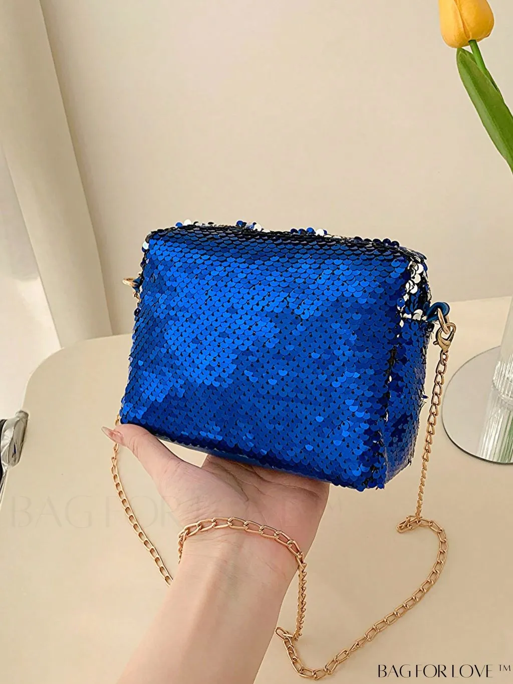 BagForLove - Chic Mini Sequin Chain Square Bag for Glamorous Decor