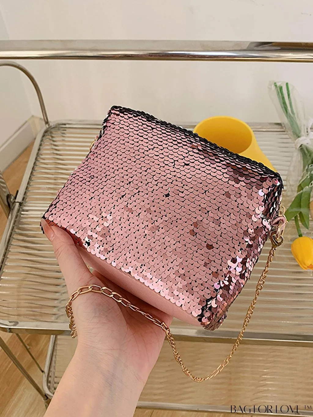 BagForLove - Chic Mini Sequin Chain Square Bag for Glamorous Decor
