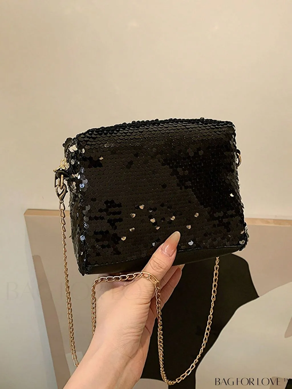 BagForLove - Chic Mini Sequin Chain Square Bag for Glamorous Decor