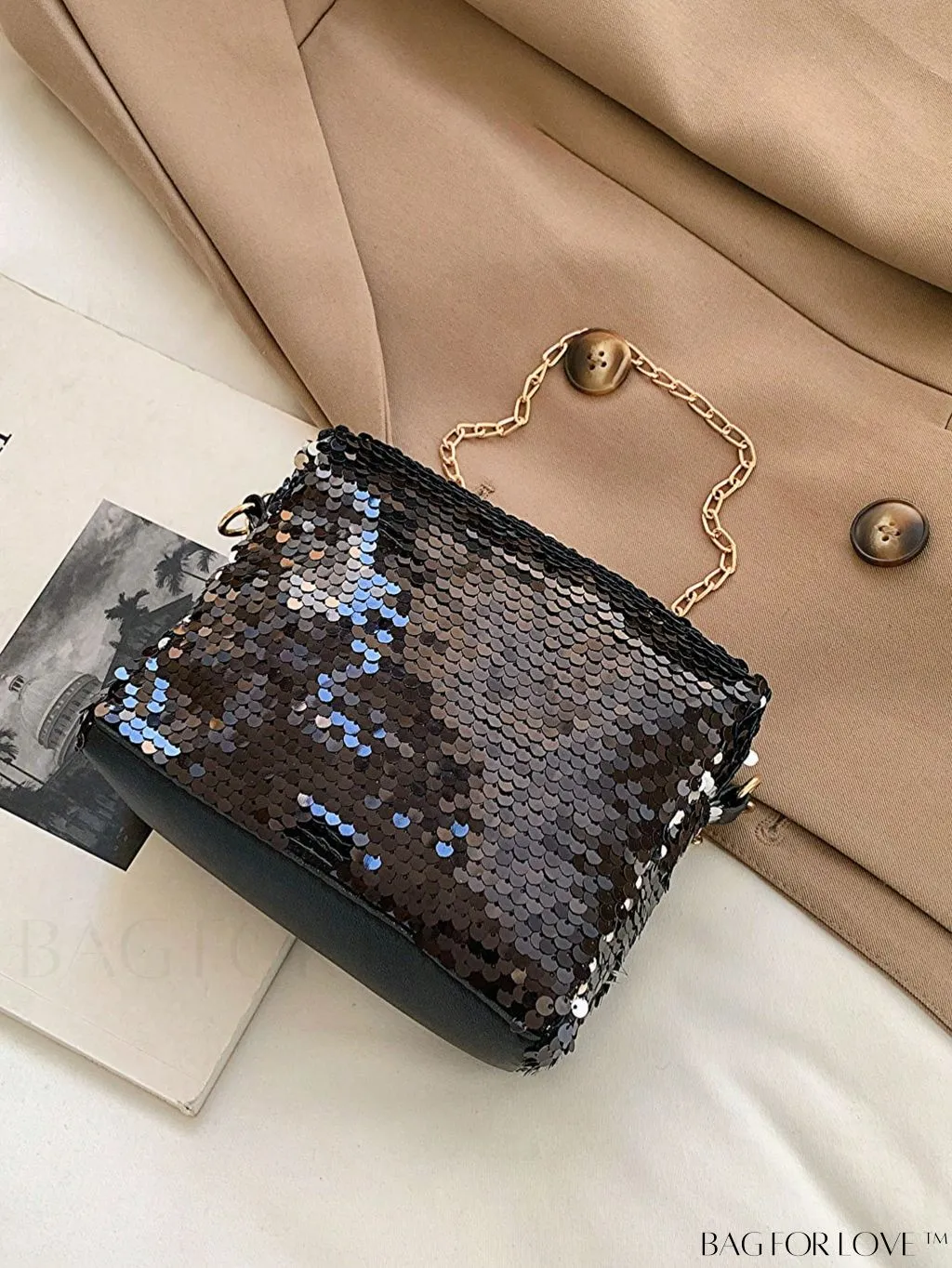BagForLove - Chic Mini Sequin Chain Square Bag for Glamorous Decor