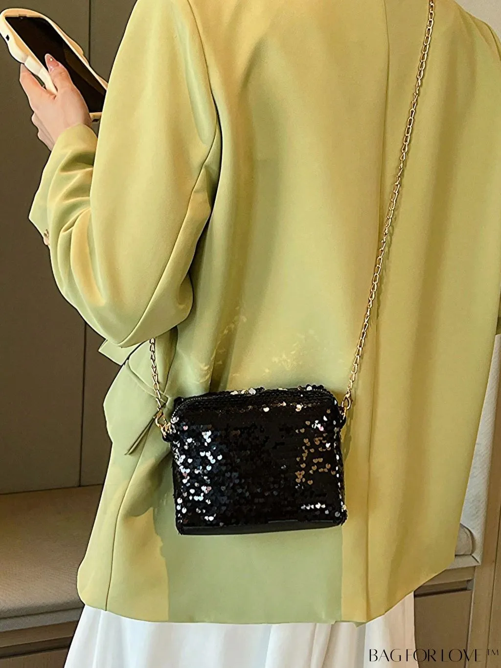 BagForLove - Chic Mini Sequin Chain Square Bag for Glamorous Decor