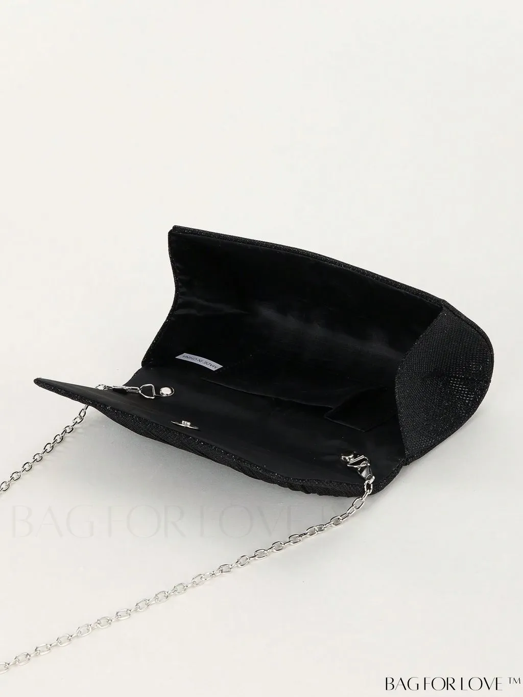 BagForLove - Chic Pleated Flap Envelope Bag with Chain Strap - Mini Sparkling Glitter Design