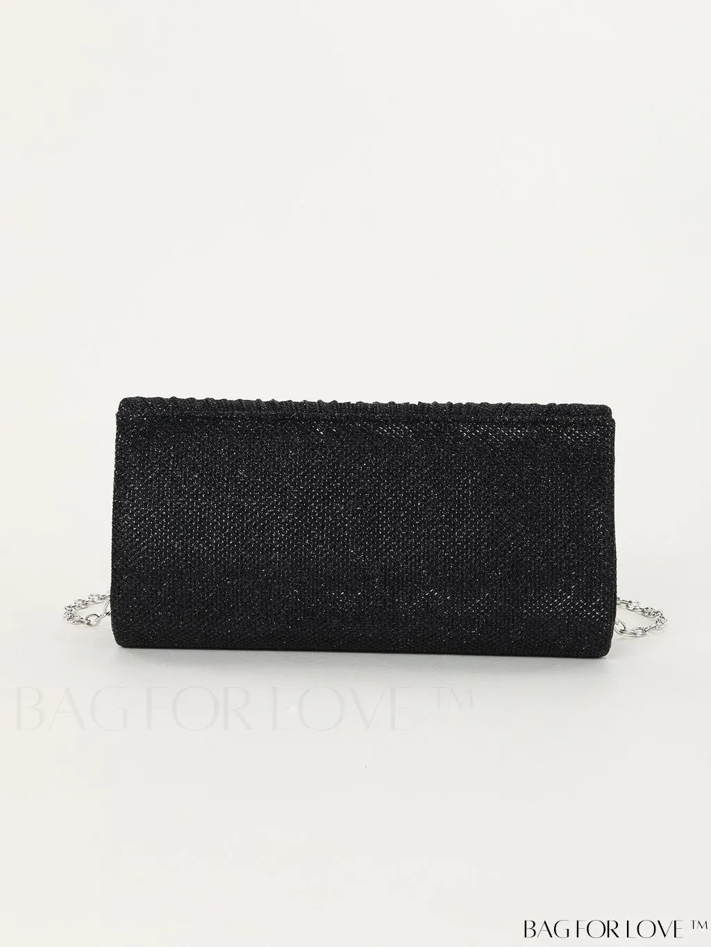 BagForLove - Chic Pleated Flap Envelope Bag with Chain Strap - Mini Sparkling Glitter Design