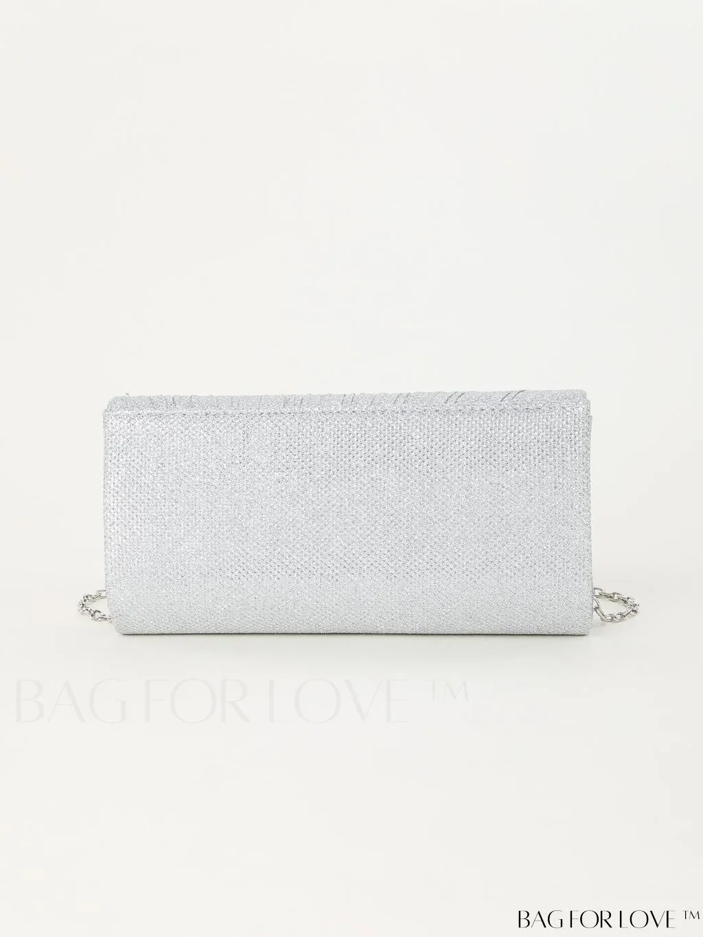BagForLove - Chic Pleated Flap Envelope Bag with Chain Strap - Mini Sparkling Glitter Design