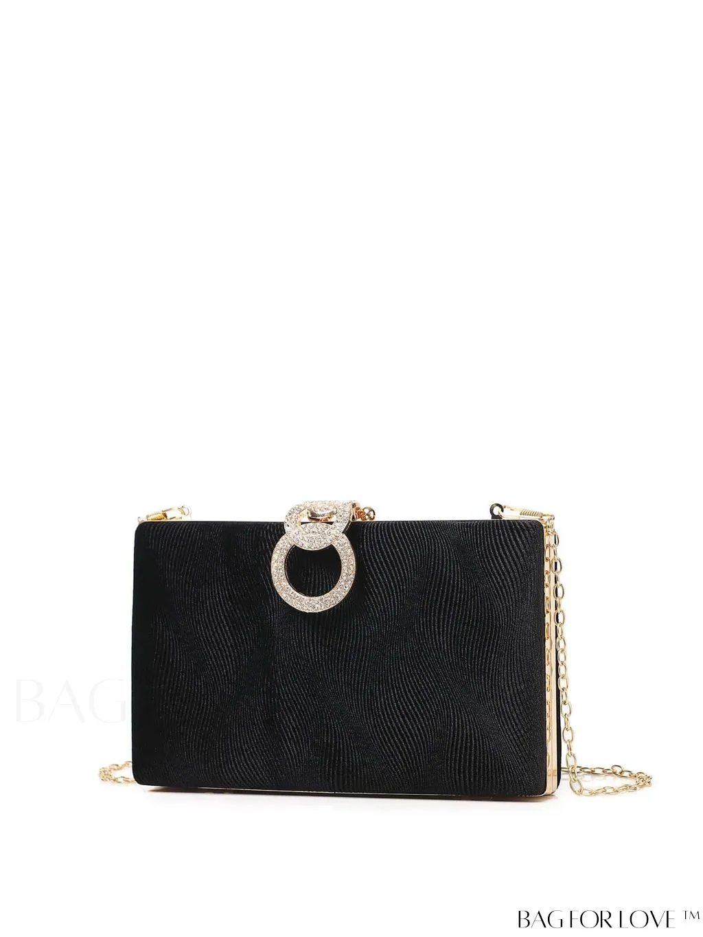 BagForLove - Chic Rhinestone Chain Box Bag with Glamorous Round Polyester Decor