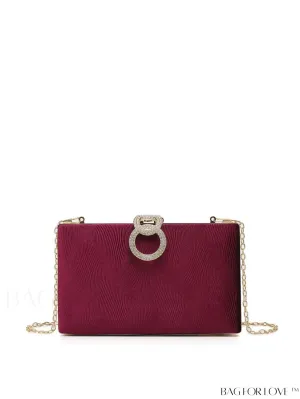 BagForLove - Chic Rhinestone Chain Box Bag with Glamorous Round Polyester Decor