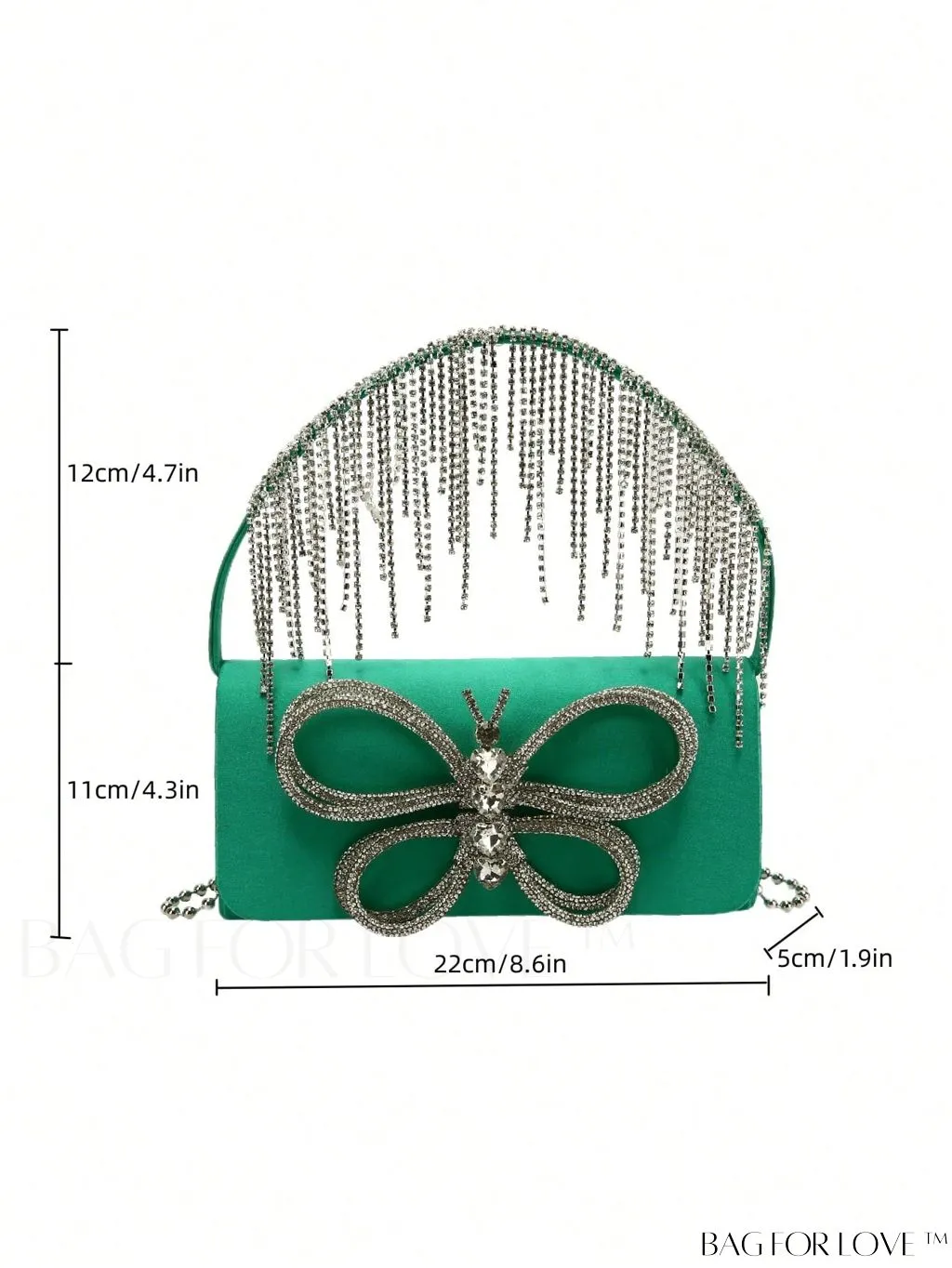 BagForLove - Chic Satin Butterfly Flap Bag with Rhinestone Embellishments and Chain Strap