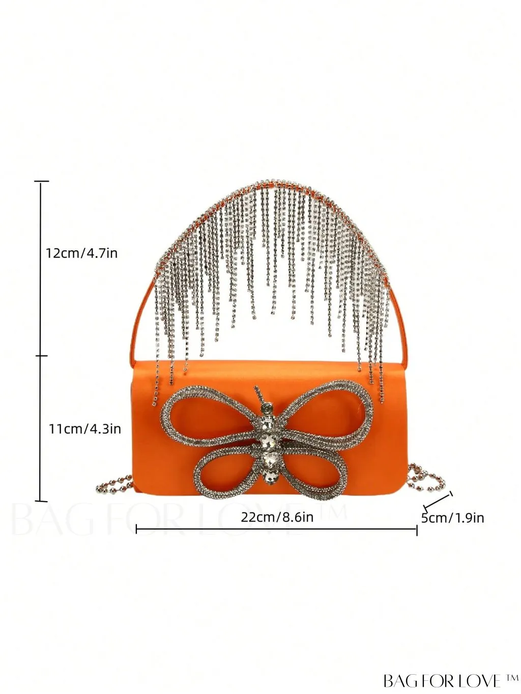 BagForLove - Chic Satin Butterfly Flap Bag with Rhinestone Embellishments and Chain Strap