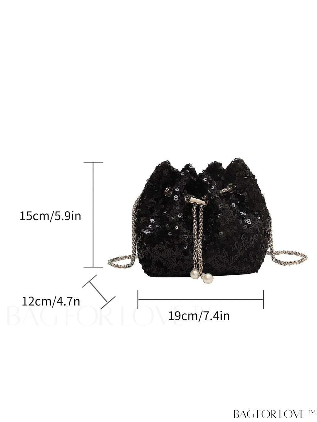 BagForLove - Chic Sequin and Faux Pearl Mini Bucket Bag for Glamorous Style
