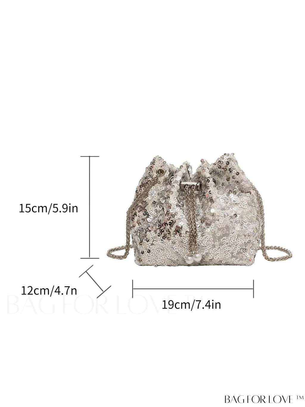 BagForLove - Chic Sequin and Faux Pearl Mini Bucket Bag for Glamorous Style