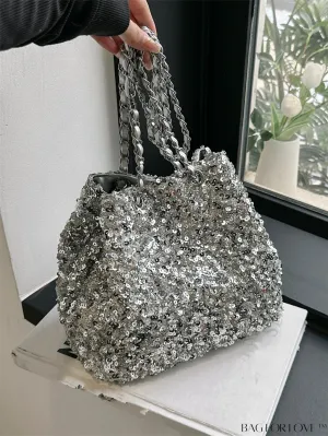 BagForLove - Chic Sequin Small Evening Bag with Decorative Chain for Glamorous Charm