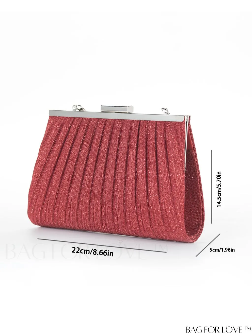 BagForLove - Chic Square Bag with Glitter Decor and Ruched Detail Chain