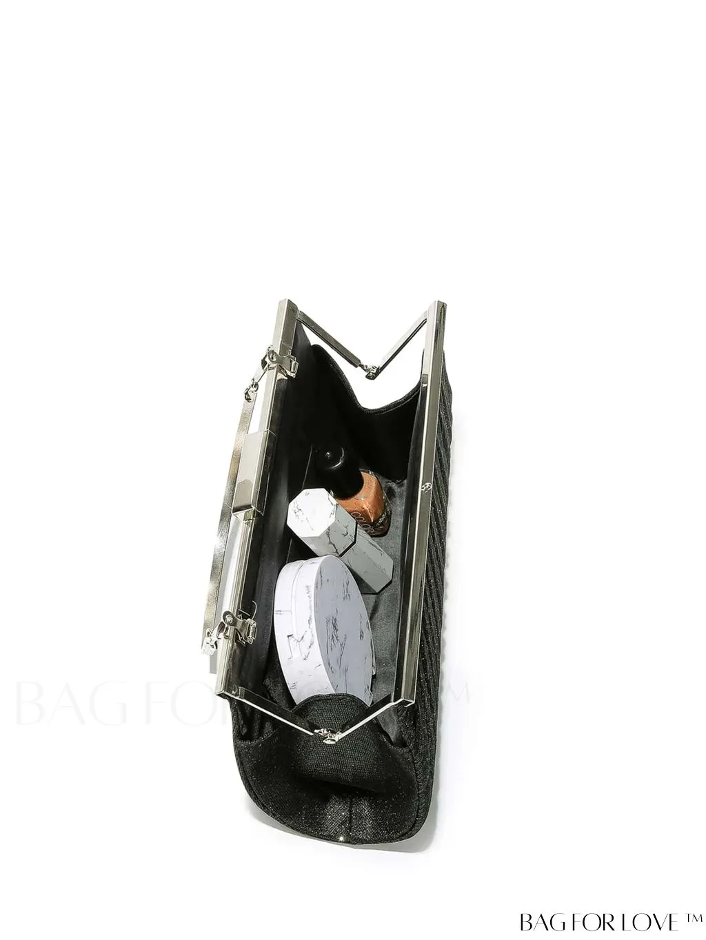 BagForLove - Chic Square Bag with Glitter Decor and Ruched Detail Chain