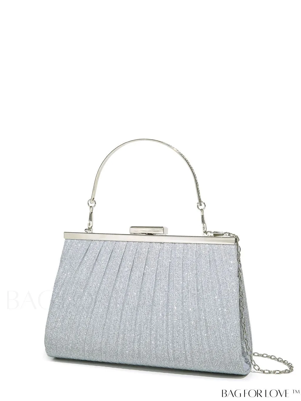 BagForLove - Chic Square Bag with Glitter Decor and Ruched Detail Chain
