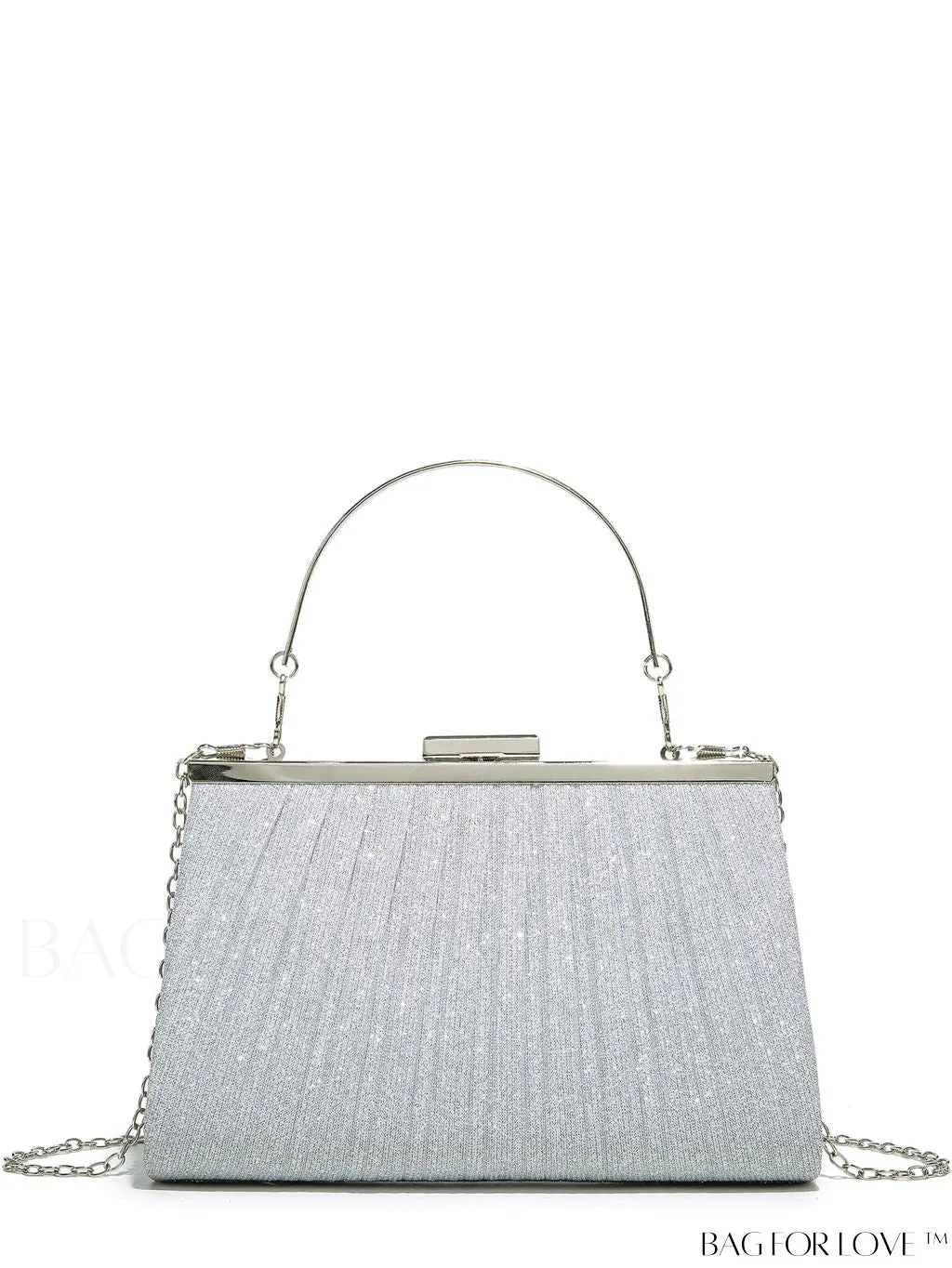 BagForLove - Chic Square Bag with Glitter Decor and Ruched Detail Chain