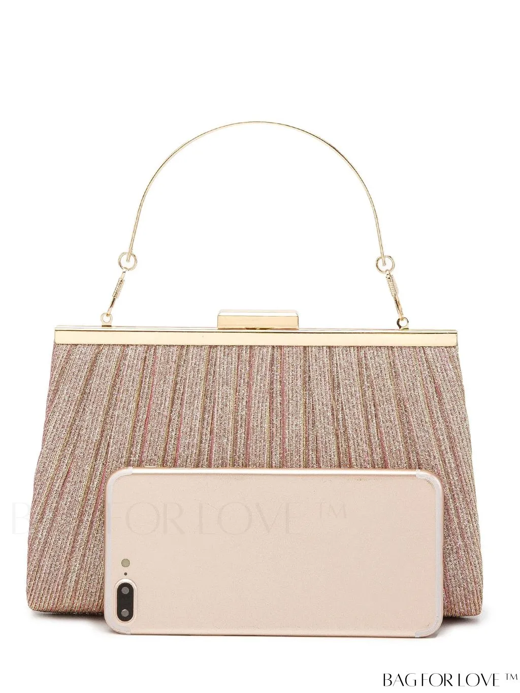 BagForLove - Chic Square Bag with Glitter Decor and Ruched Detail Chain