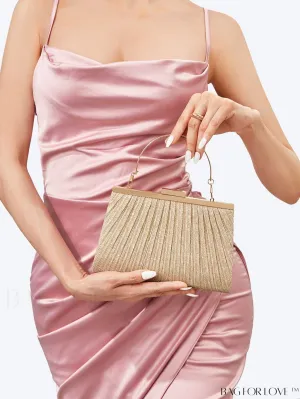 BagForLove - Chic Square Bag with Glitter Decor and Ruched Detail Chain