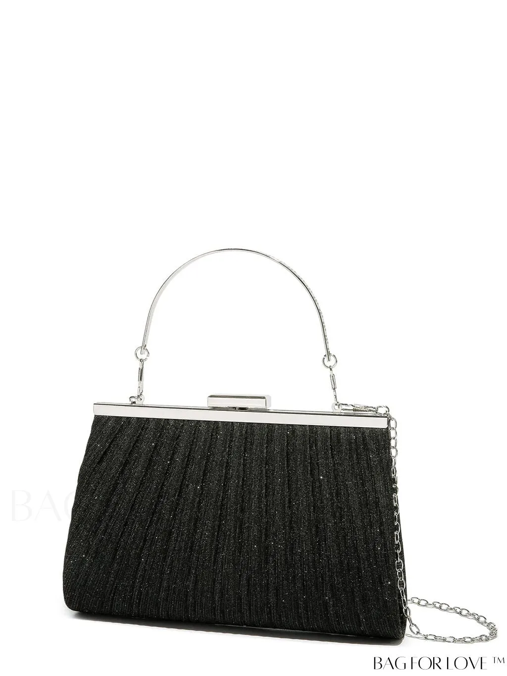 BagForLove - Chic Square Bag with Glitter Decor and Ruched Detail Chain