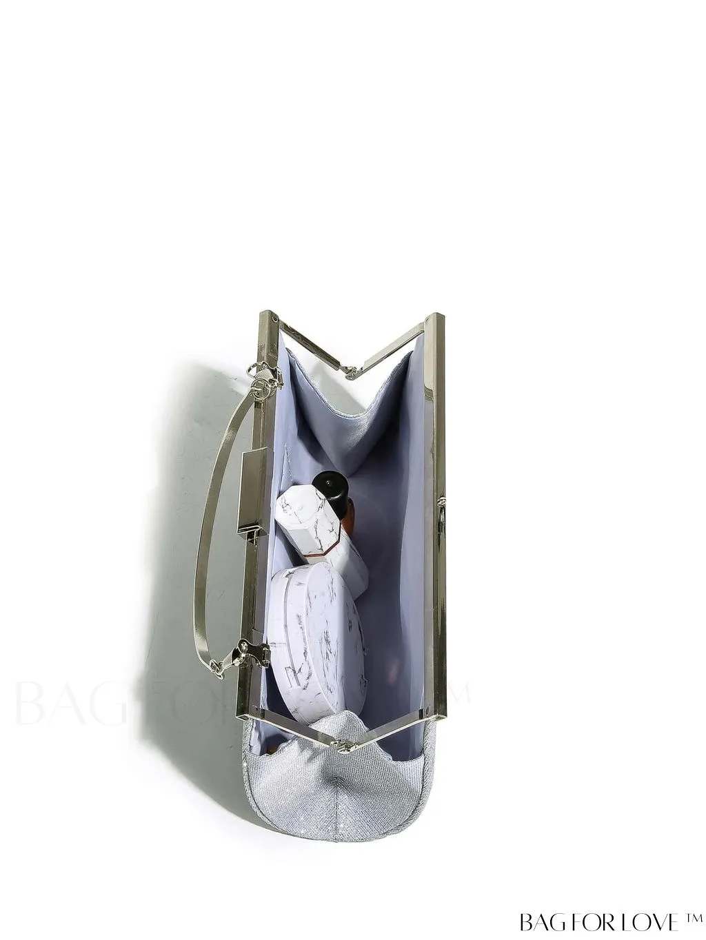 BagForLove - Chic Square Bag with Glitter Decor and Ruched Detail Chain