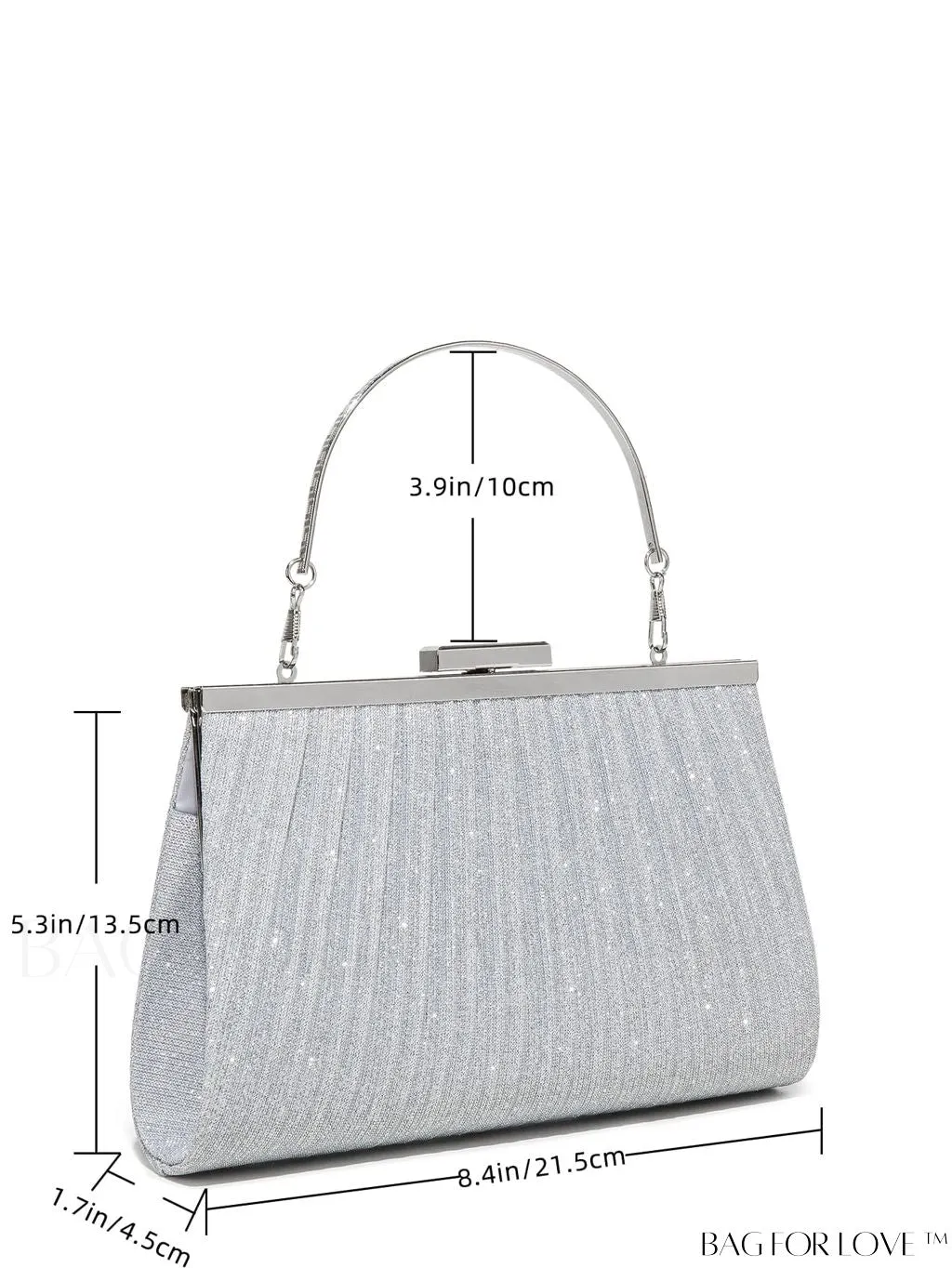 BagForLove - Chic Square Bag with Glitter Decor and Ruched Detail Chain